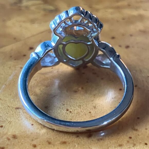 Natural Connemara Marble Sterling Silver Claddagh Ring - Picture 5 of 9